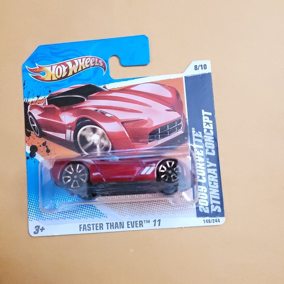 HOT WHEELS SHORT CARD 2009 CORVETTE STINGRAY CONCEPT FASTER THAN EVER 11 8/10 - Picture 1 of 6